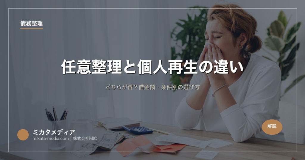 任意整理と個人再生の違い｜どちらが得？借金額・条件別の選び方